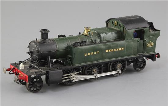 A scratch built O gauge 2-6-2 locomotive GWR Prairie, no.4578, 3 rail overall 39cm